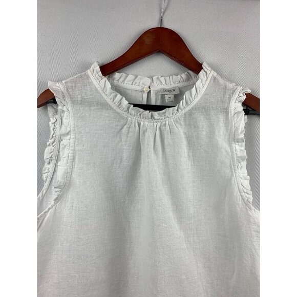 J.Crew Womens Ruffle Trim Sleeveless Linen Cotton Top Size M - Picture 4 of 6